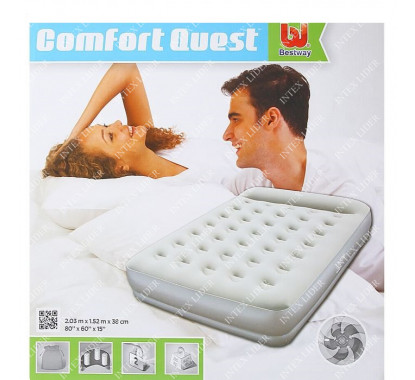67459 Bestway Надувная кровать Restaira Premium Airbed(Queen) 203х152х38 см со встроенным насосом
